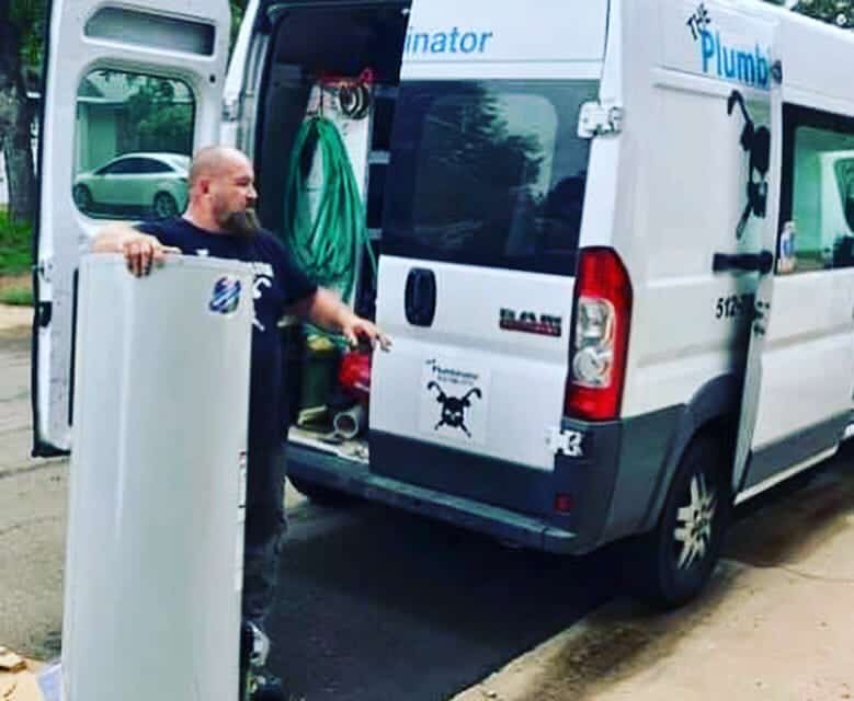 Plumbing service truck ready for cast iron pipe repair